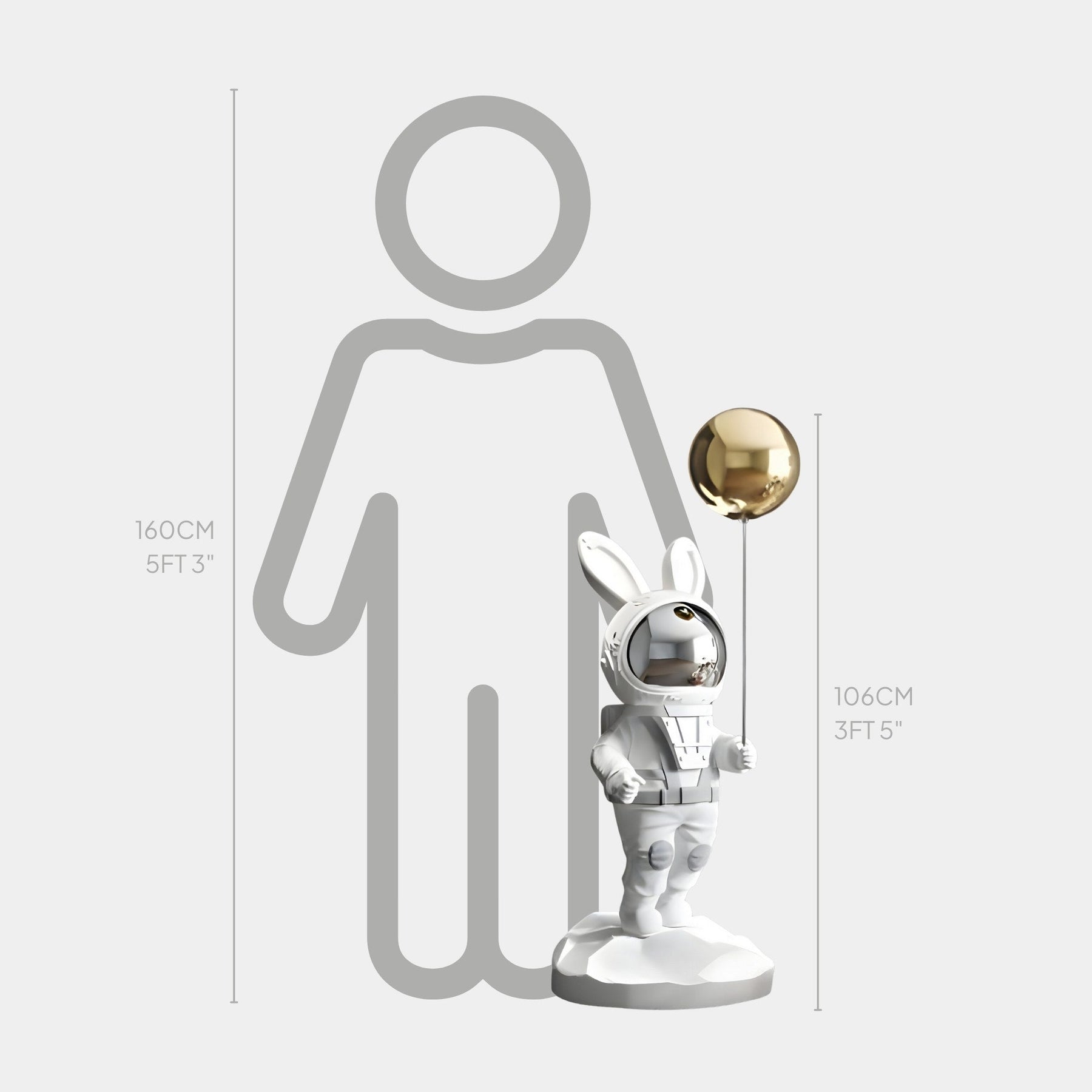 Medium White Astronaut Floppy Bunny Balloon Sculpture - 106cm