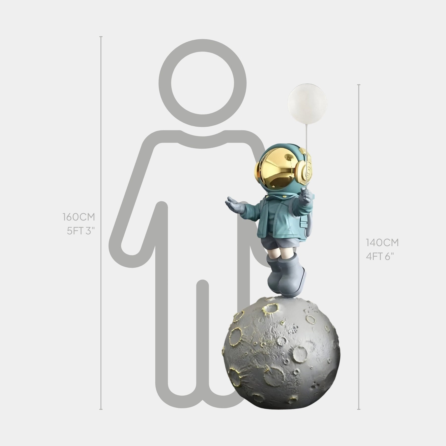 Large Galactic Blue Astronaut Glow Balloon Moonwalk Sculpture - 140cm