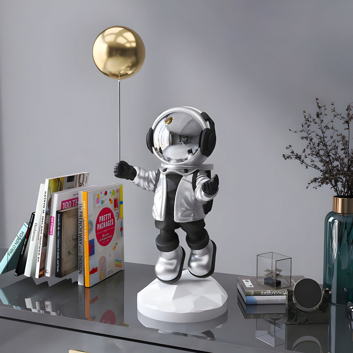(Custom Order)Small Lunar Silver Astronaut Balloon Sculpture - 55cm - Atelier Home™