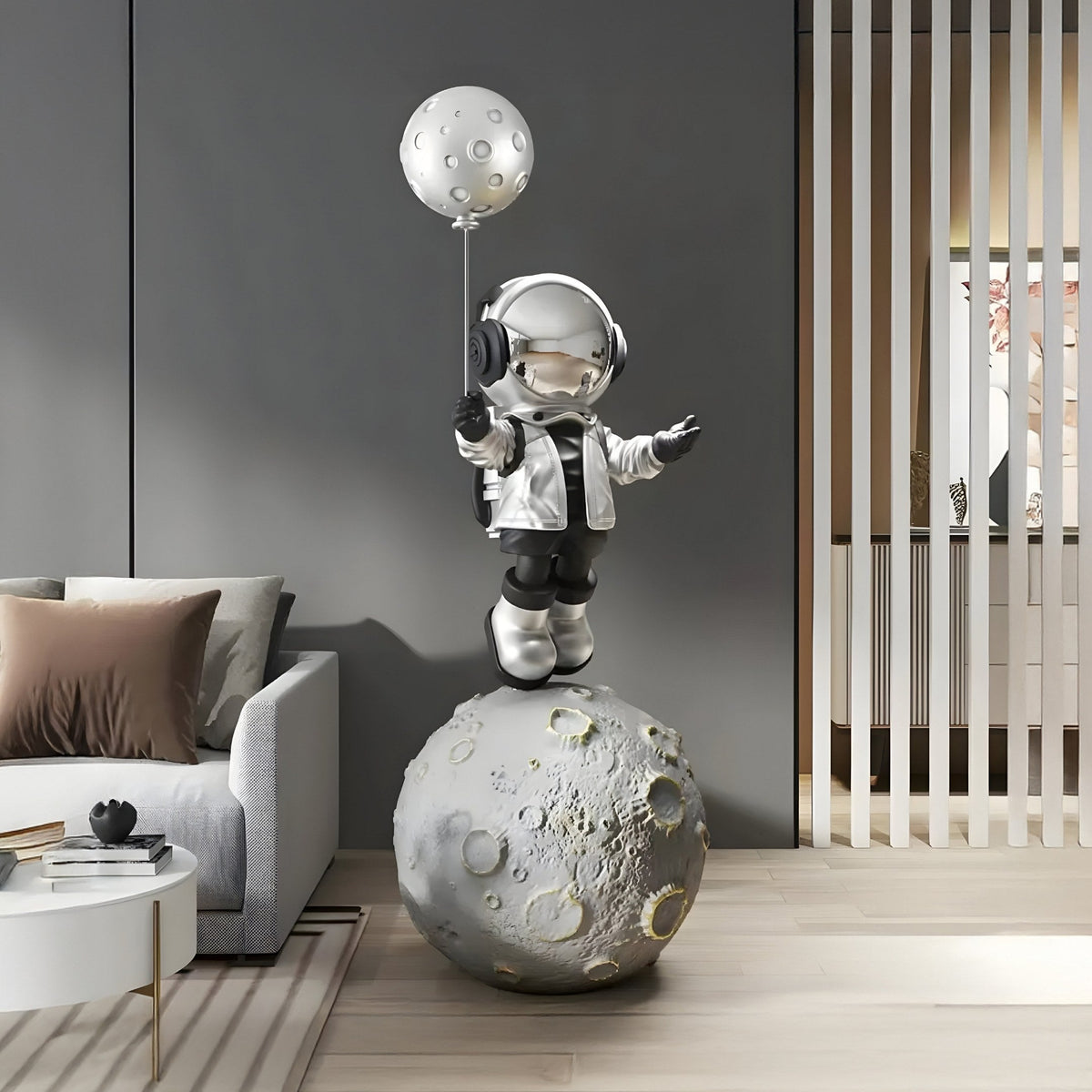 Large Lunar Silver Astronaut Balloon Moonwalk Sculpture - 140cm - Atelier Home™