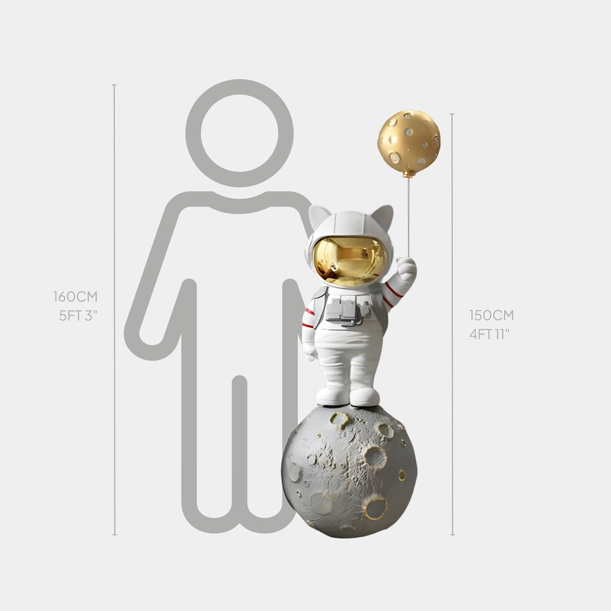 Large Nova White Astronaut Kitty Moon Balloon Sculpture - 150cm - Atelier Home™