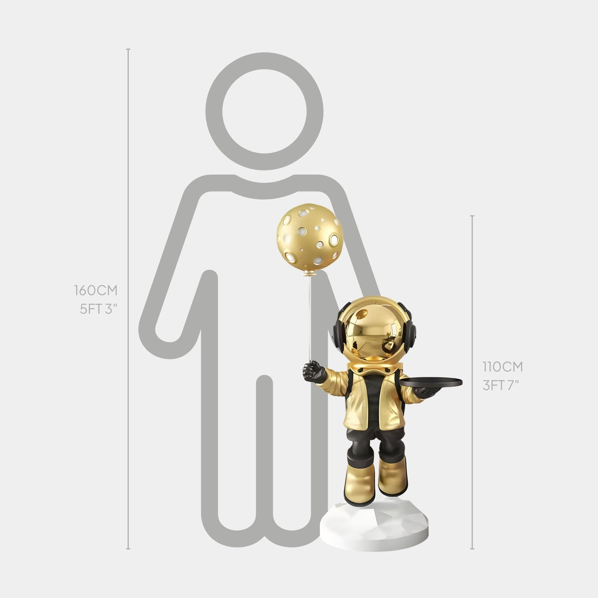 Medium Celestial Gold Astronaut Butler Balloon Sculpture - 110cm - Atelier Home™