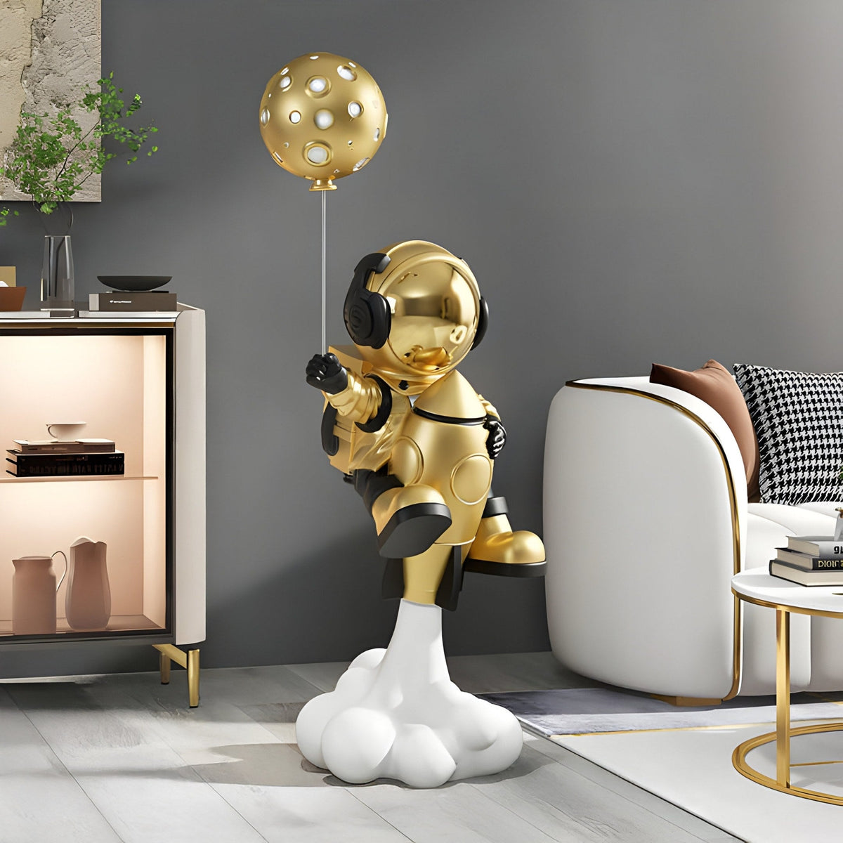 Medium Celestial Gold Astronaut Rocket Lift-Off Balloon Sculpture - 95cm - Atelier Home™
