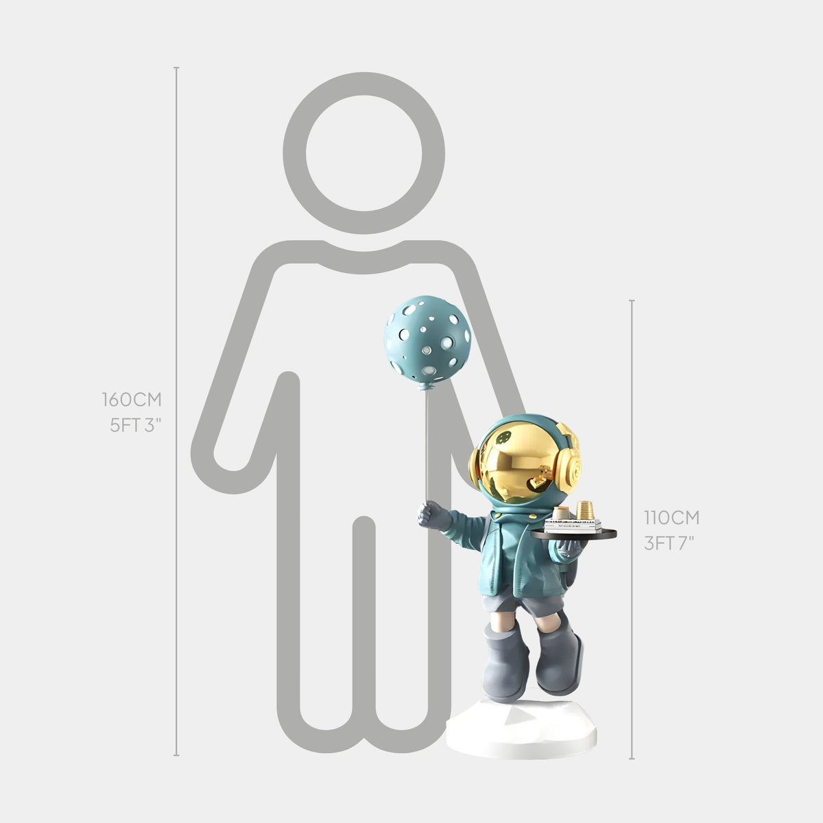 Medium Galactic Blue Astronaut Butler Balloon Sculpture - 110cm - Atelier Home™