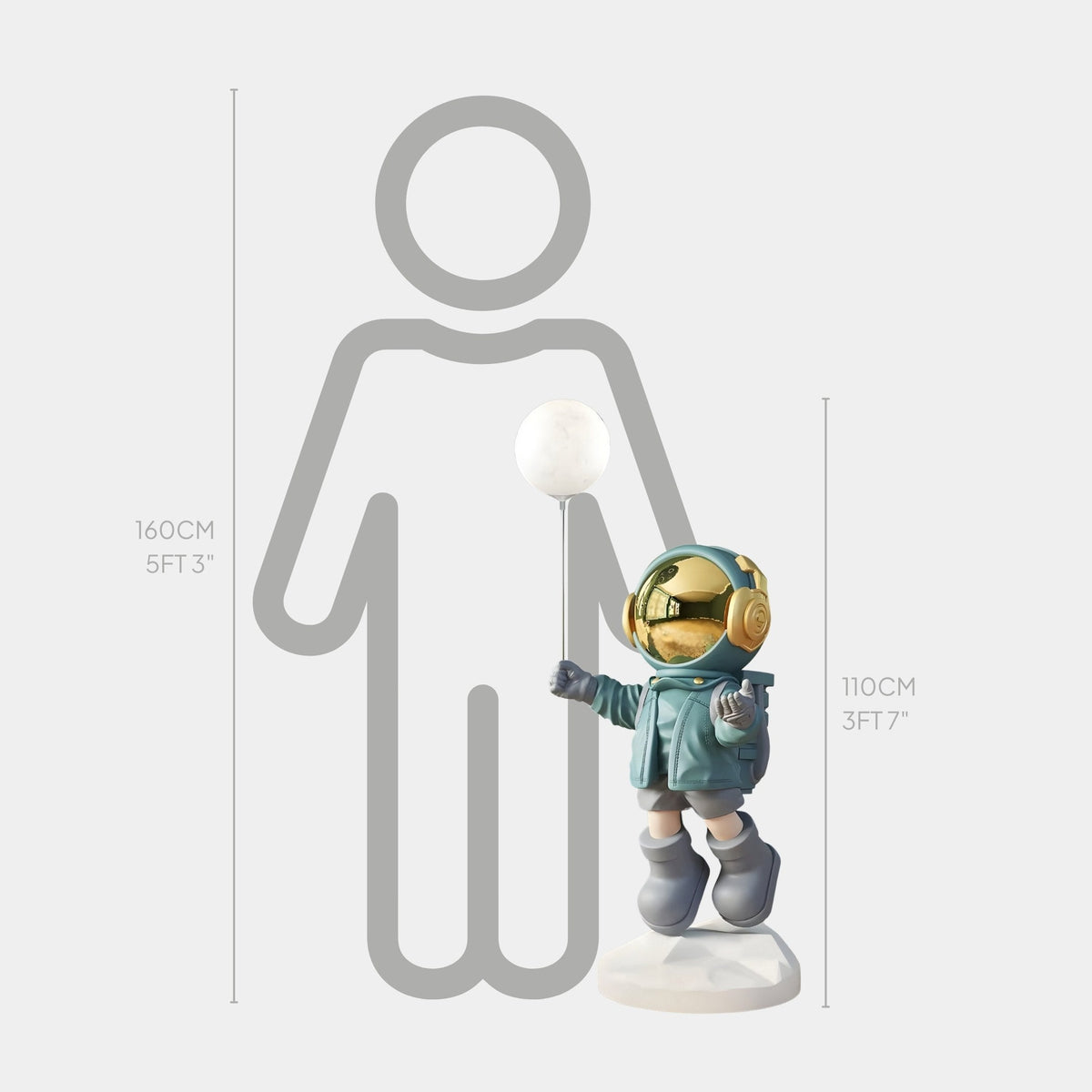Medium Galactic Blue Astronaut Glow Balloon Sculpture - 110cm - Atelier Home™