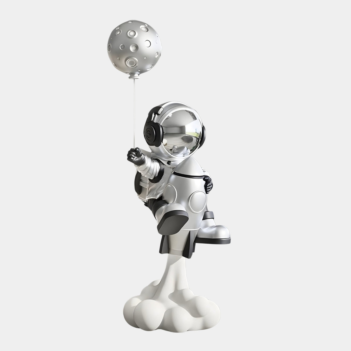 Medium Lunar Silver Astronaut Rocket Lift-Off Balloon Sculpture - 95cm - Atelier Home™