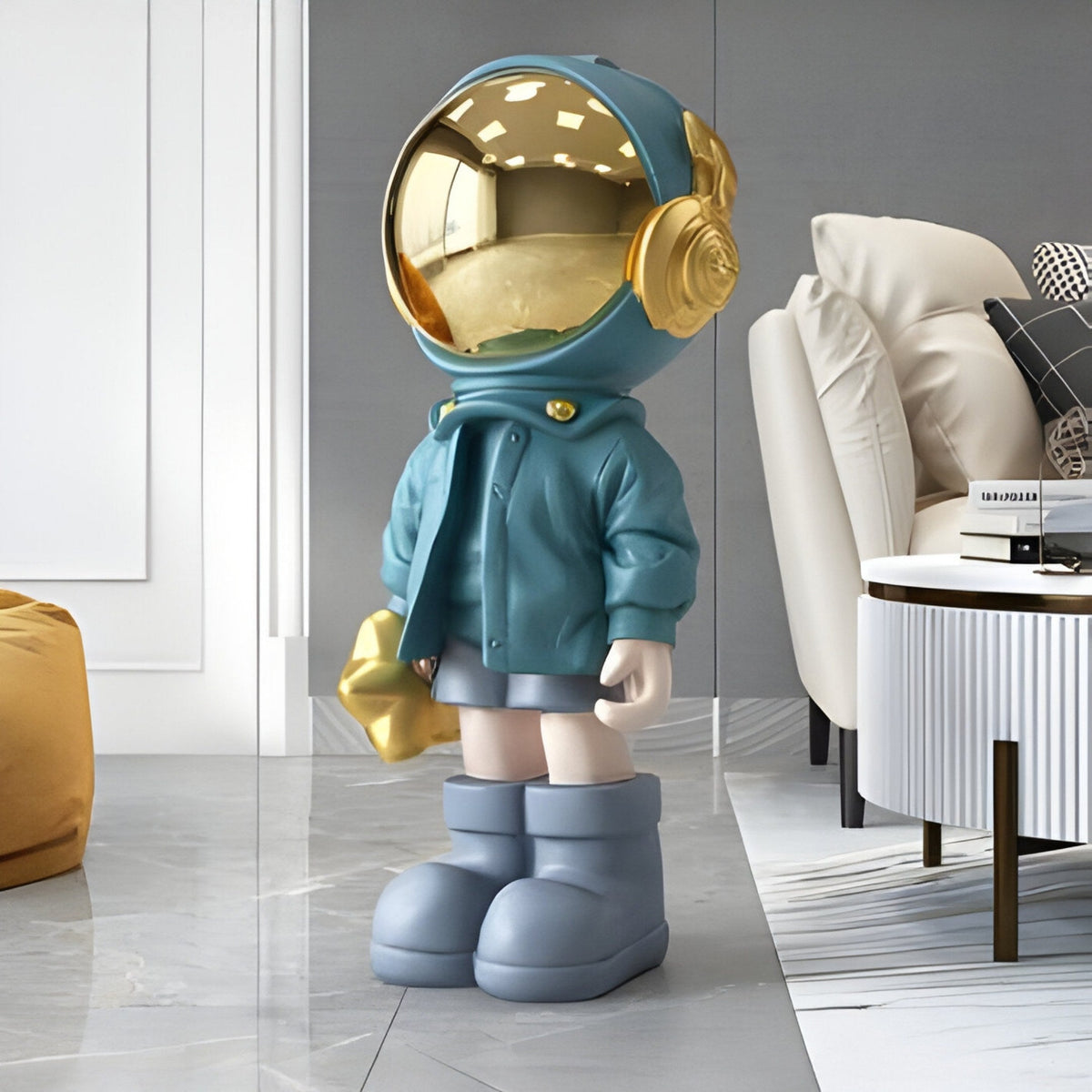 Small Galactic Blue Astronaut Beats Sculpture - 70cm - Atelier Home™