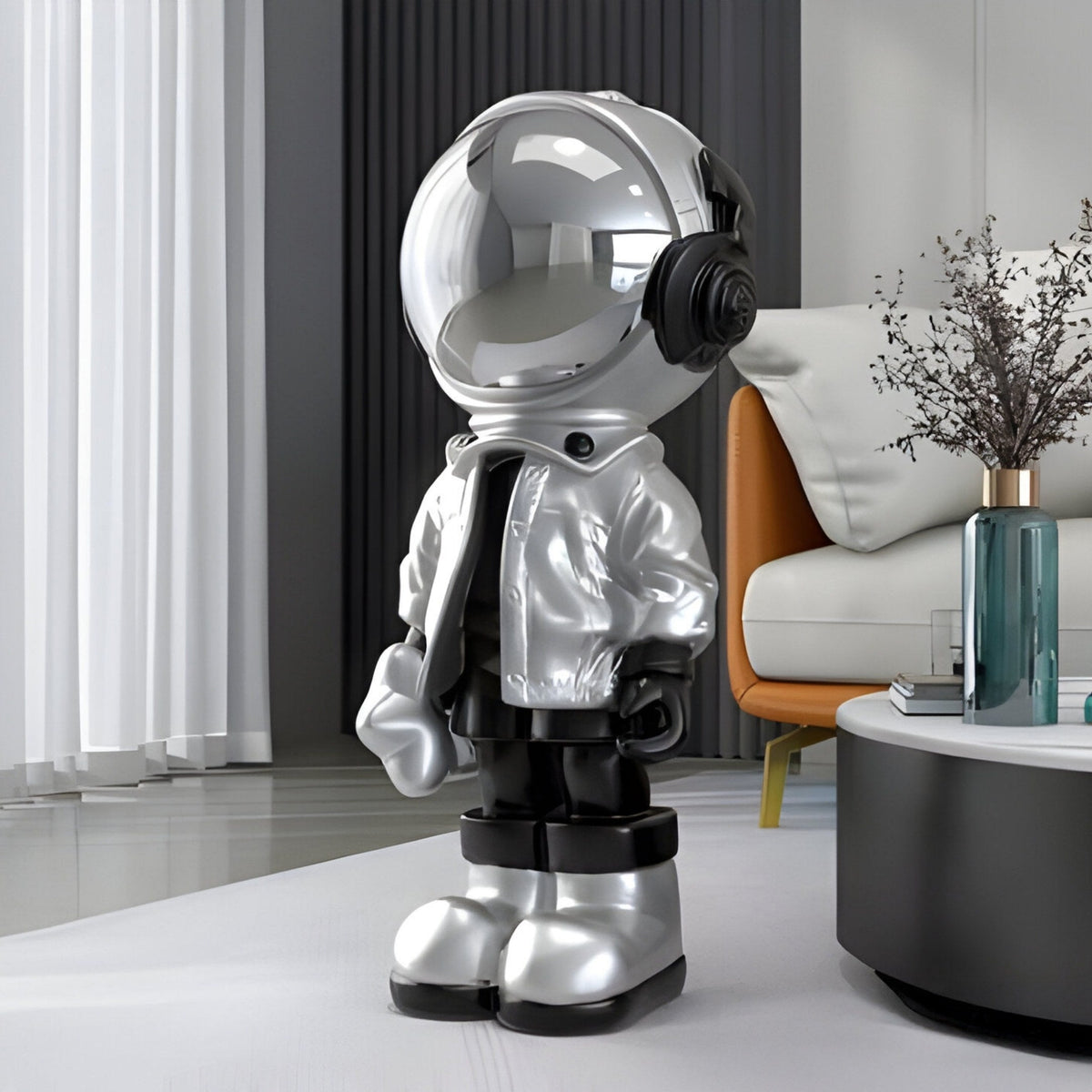 Small Lunar Silver Astronaut Beats Sculpture - 70cm - Atelier Home™