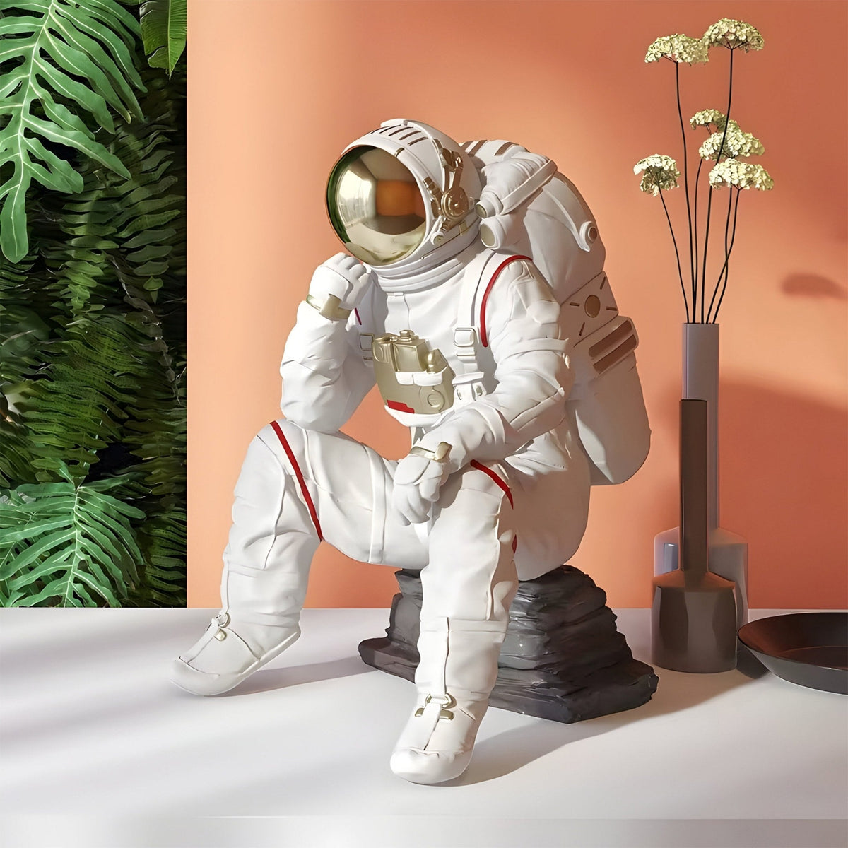 Small Nova White Astronaut Thinker Figure - 43cm - Atelier Home™