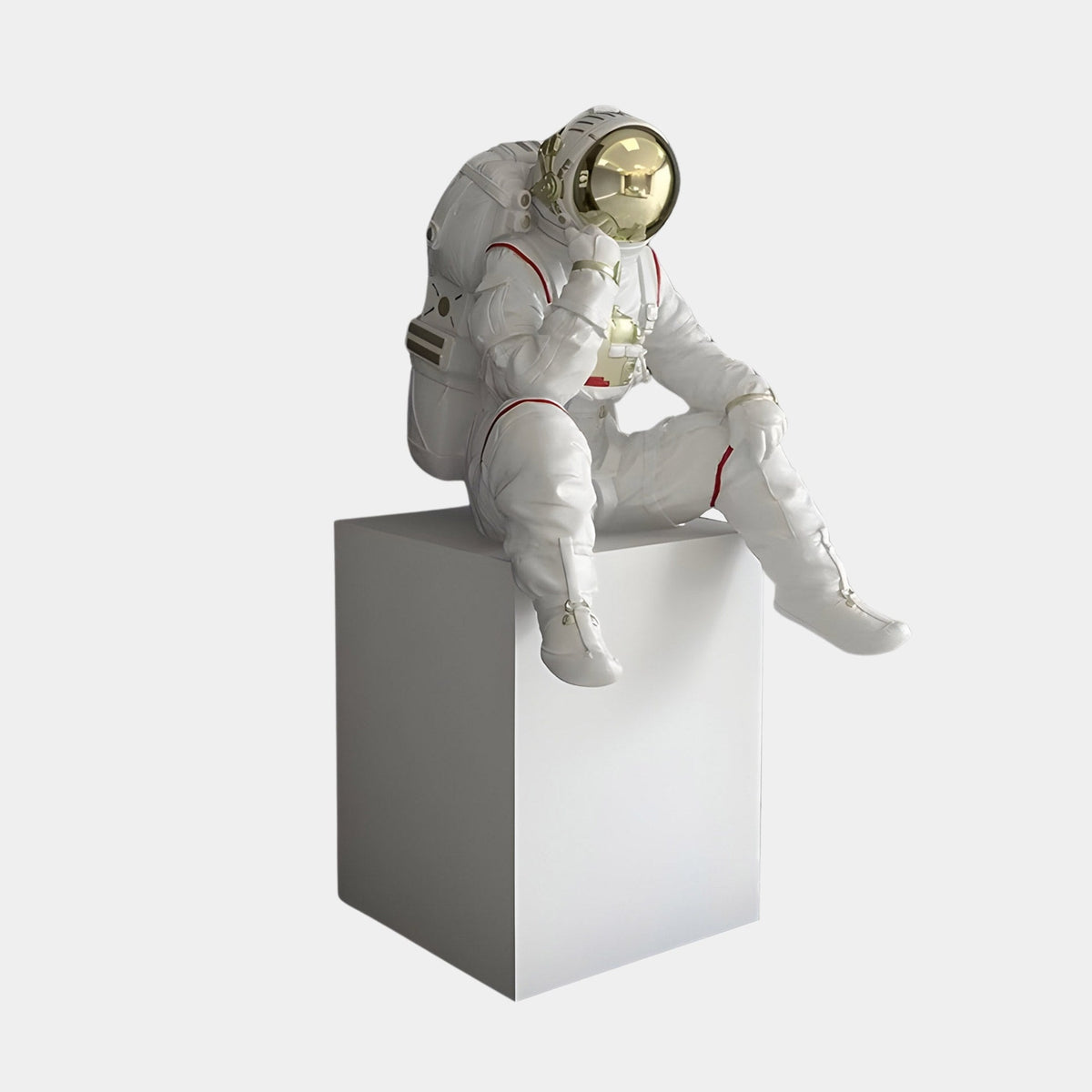 Small Nova White Astronaut Thinker Sculpture - 65cm - Atelier Home™