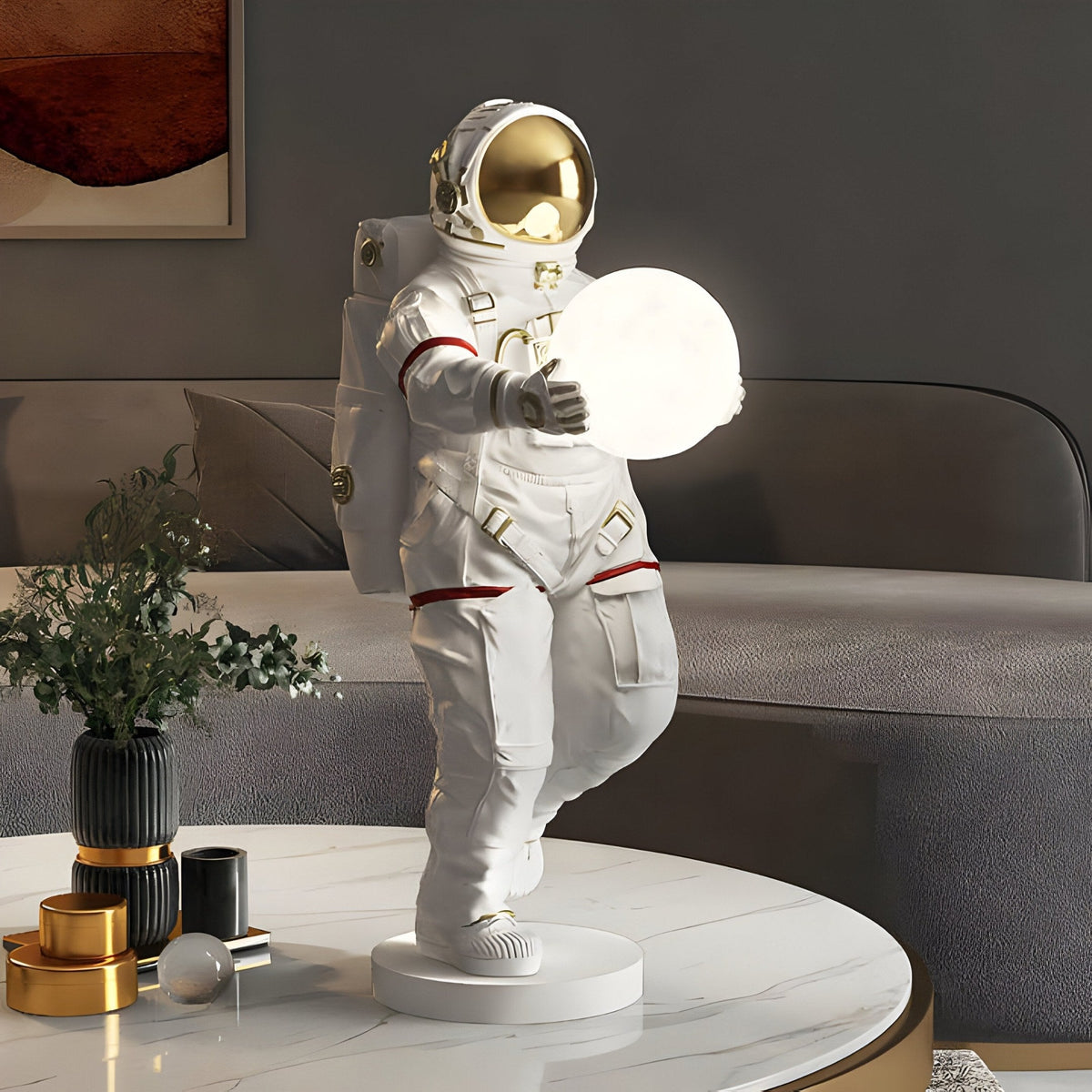 Small White Space Astronaut Glow Orb Sculpture - 60cm - Atelier Home™
