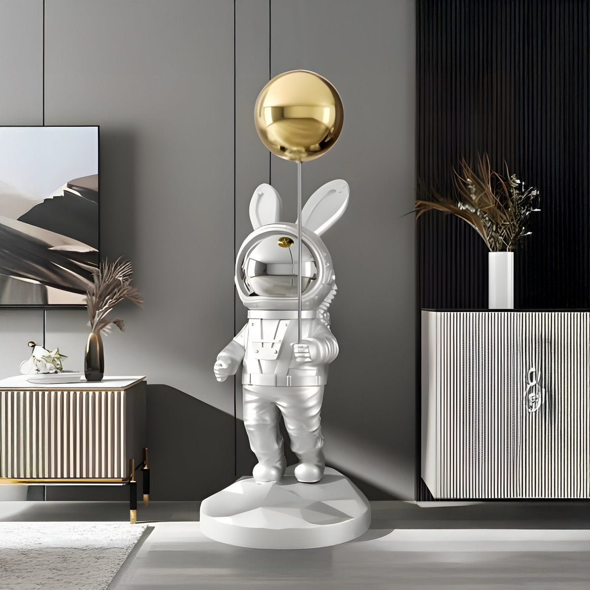 Medium Chrome Astronaut Floppy Bunny Balloon Sculpture - 106cm