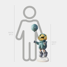 Medium Galactic Blue Astronaut Moon Balloon Sculpture - 110cm