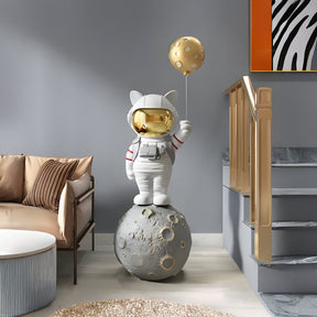 Large Nova White Astronaut Kitty Moon Balloon Sculpture - 150cm