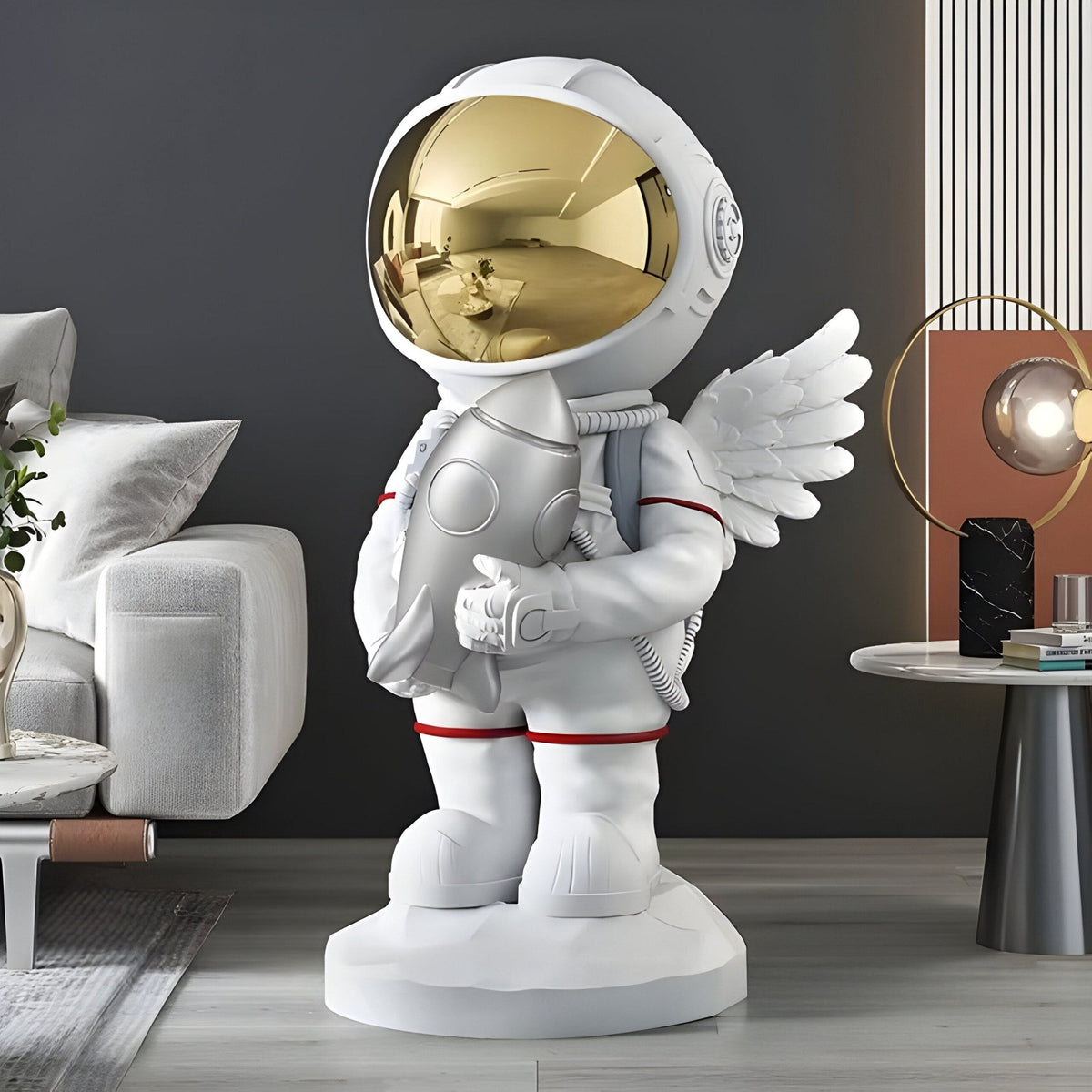 Small Nova White Astronaut Angel Rocket Sculpture - 75cm