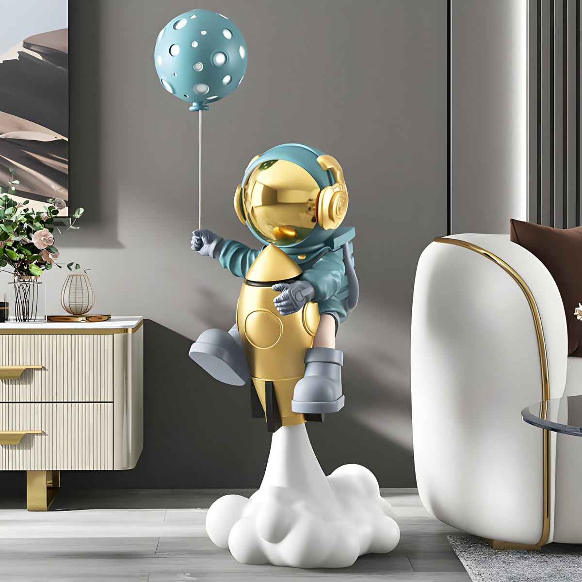 Medium Galactic Blue Astronaut Rocket Lift-Off Balloon Sculpture - 95cm