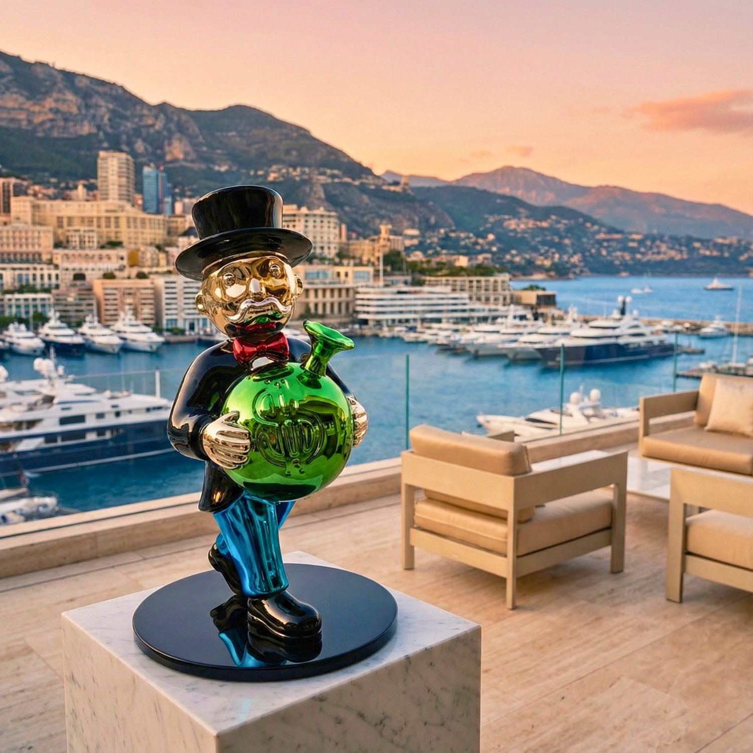 Monopoly sitzt auf einem Dollarbeutel™ 