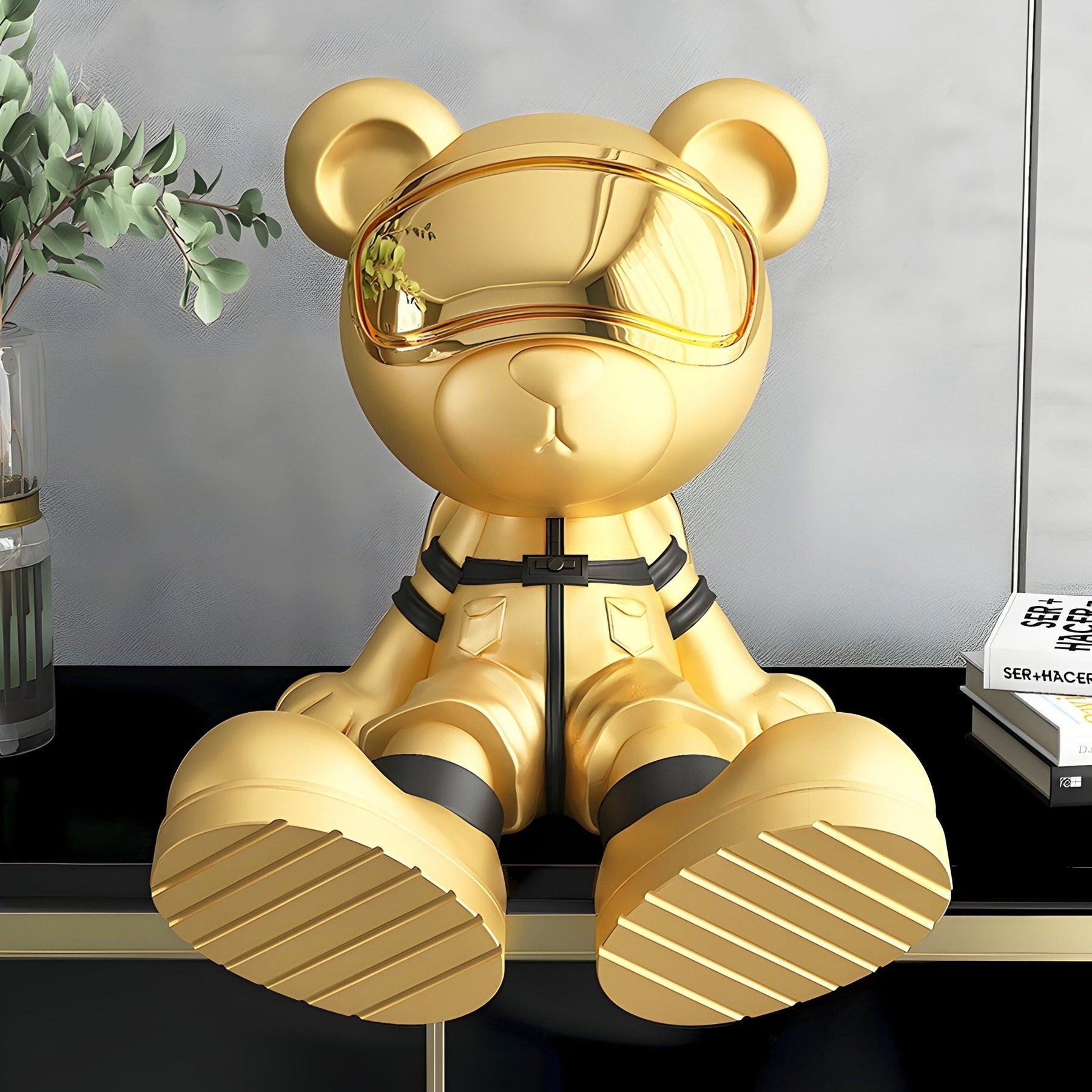 Small Celestial Gold Astronaut Bear Sculpture - 51cm