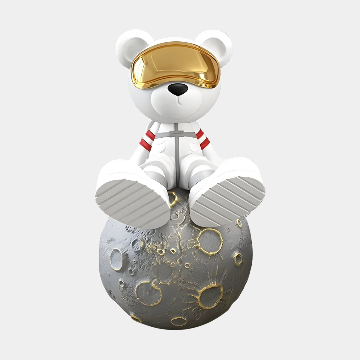 Medium Nova White Astronaut Bear Moon Sculpture - 80cm