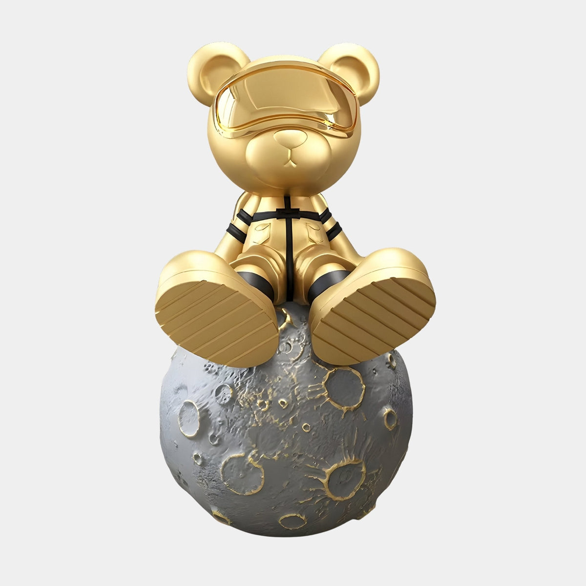 Medium Celestial Gold Astronaut Bear Moon Sculpture - 80cm