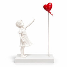A Little Hope sculpture in white & red, on a white studio background