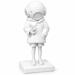 Deep Sea Dreamer sculpture in all white, on a white studio background