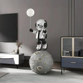 Large Lunar Silver Astronaut Glow Balloon Moonwalk Sculpture - 140cm - Atelier Home™
