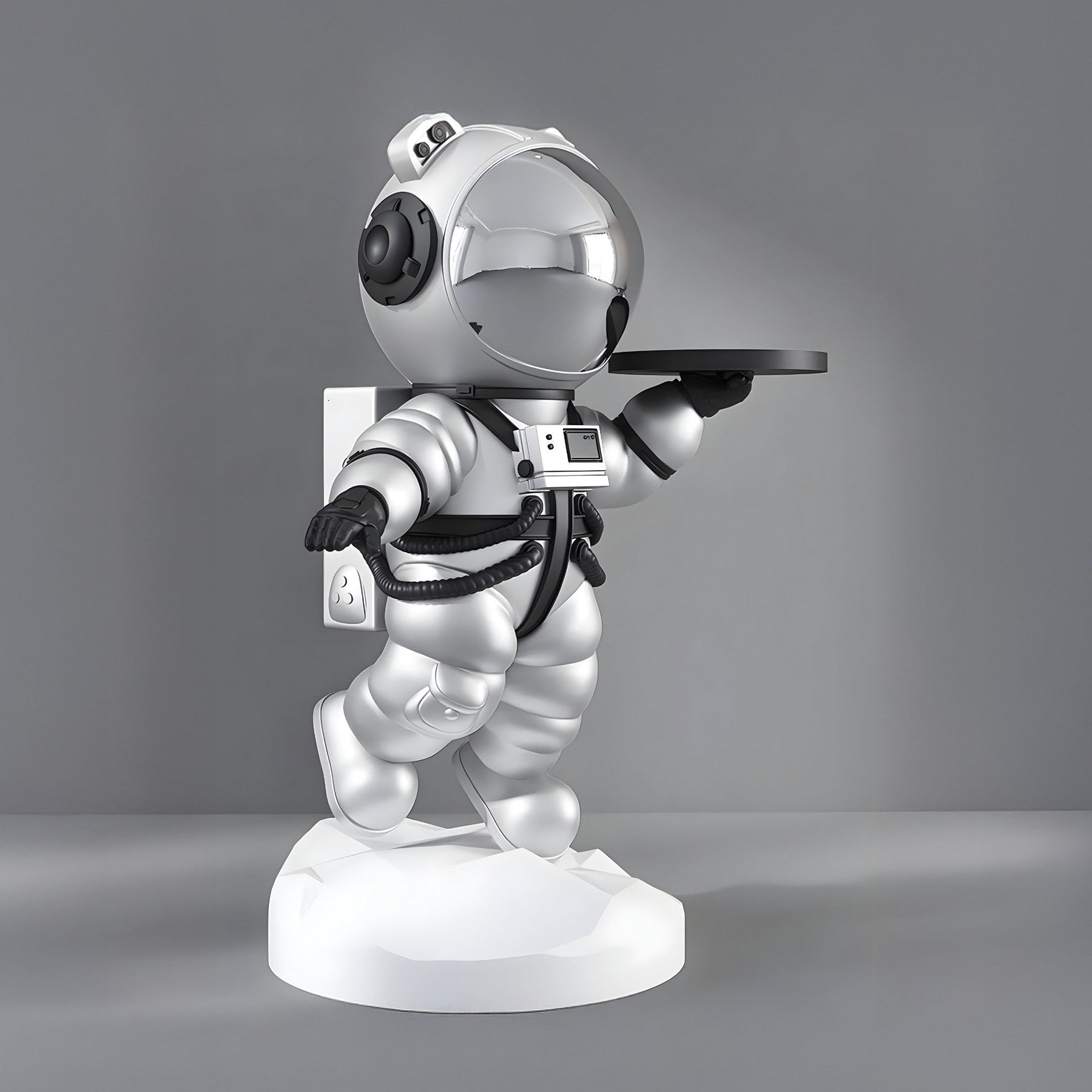 Medium Astral Silver Astronaut Bear Butler Sculpture - 90cm - Atelier Home™