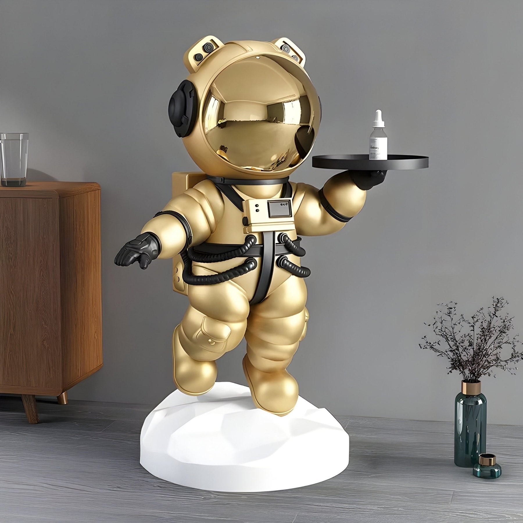 Medium Celestial Gold Astronaut Bear Butler Sculpture - 90cm - Atelier Home™