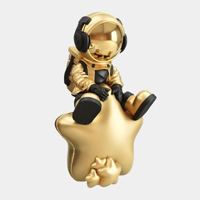 Medium Celestial Gold Astronaut Beats On Star Sculpture - 90cm - Atelier Home™