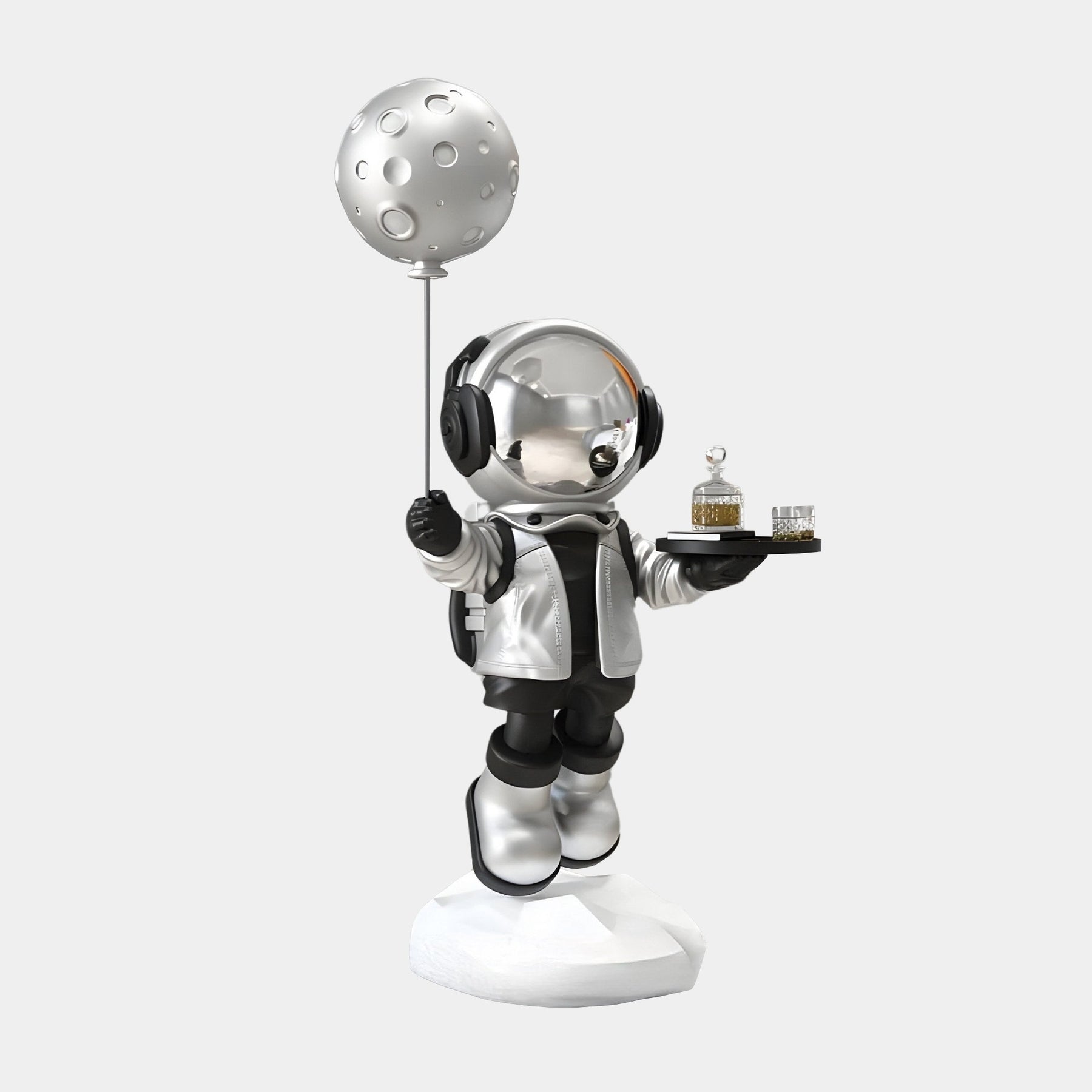Medium Lunar Silver Astronaut Butler Balloon Sculpture - 80cm - Atelier Home™
