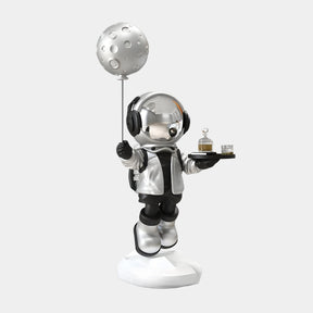 Medium Lunar Silver Astronaut Butler Balloon Sculpture - 80cm - Atelier Home™
