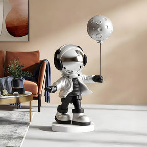 Medium Lunar Silver Astronaut Moon Balloon Sculpture - 96cm - Atelier Home™