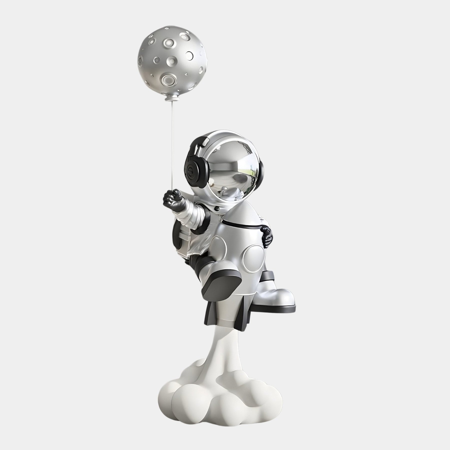 Medium Lunar Silver Astronaut Rocket Lift-Off Balloon Sculpture - 95cm - Atelier Home™