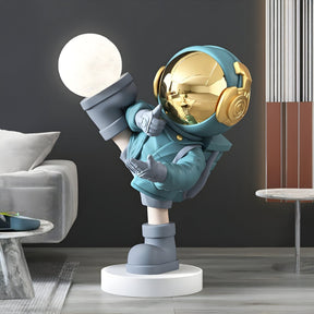 Small Galactic Blue Astronaut Glow Kick Sculpture - 70cm - Atelier Home™