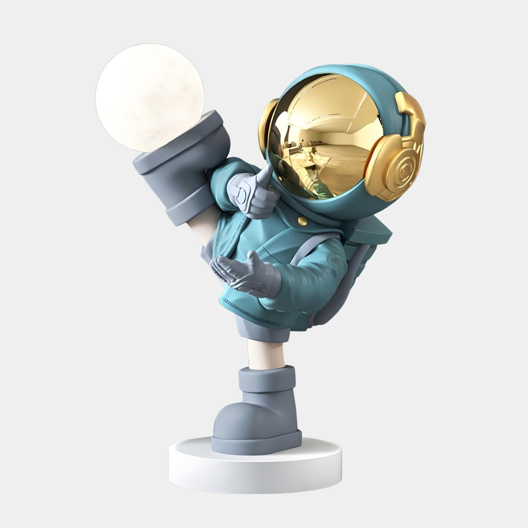Small Galactic Blue Astronaut Glow Kick Sculpture - 70cm - Atelier Home™