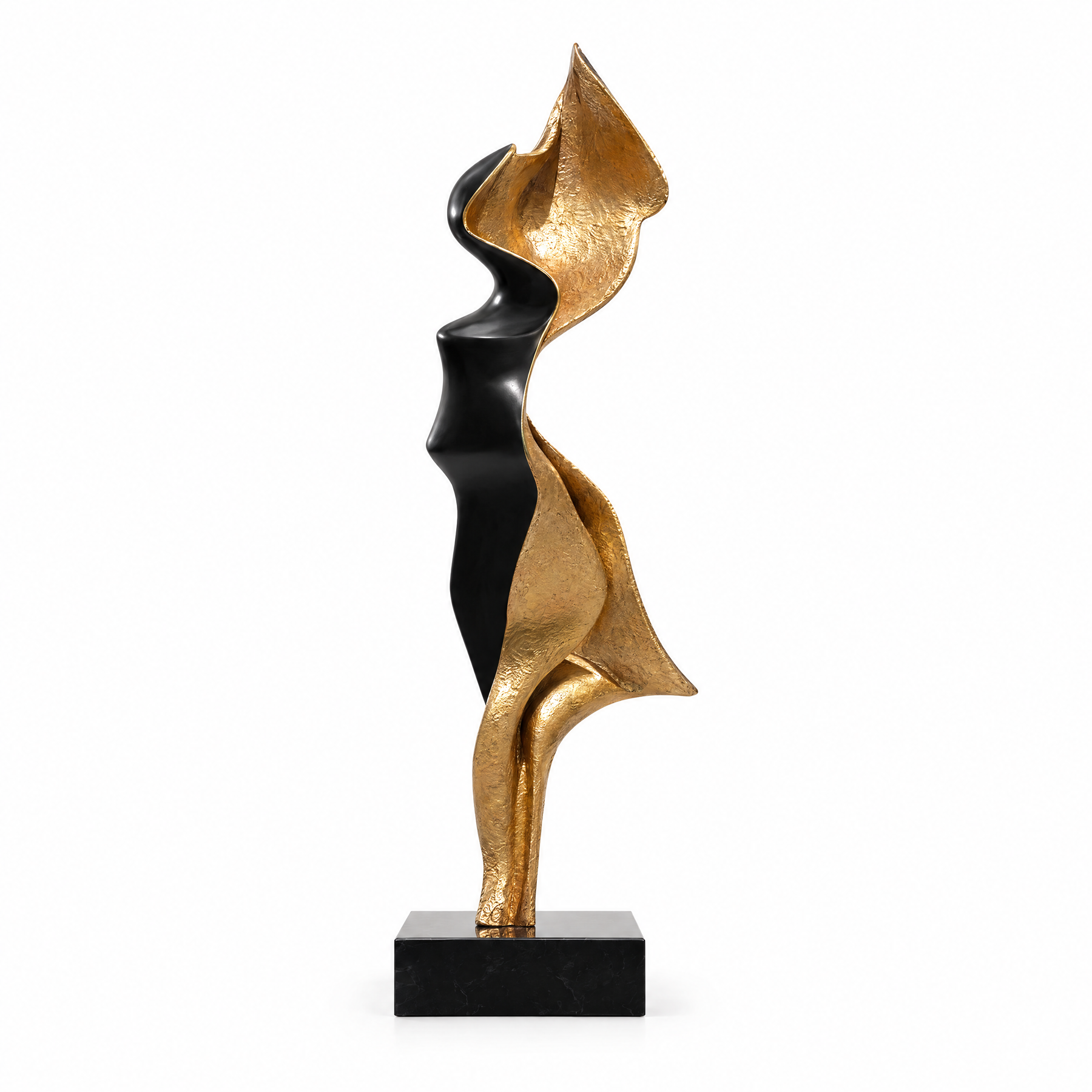 Aurelia Noir abstract sculpture — white background, full view