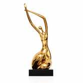 Golden Reverie abstract sculpture — white background, full view