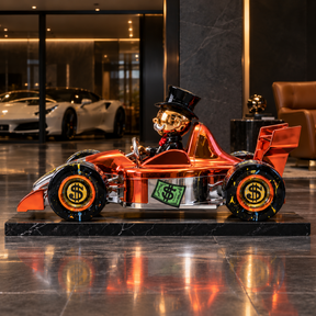 Grand Prix Royale Lifesize™ sculpture, left-facing side profile in a dark luxury showroom