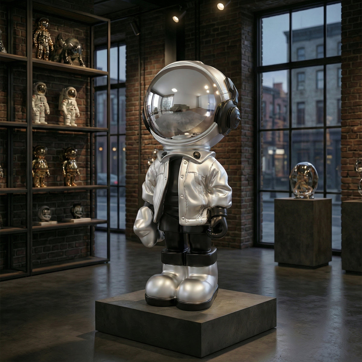 Small Lunar Silver Astronaut Beats Sculpture - - Atelier Home™