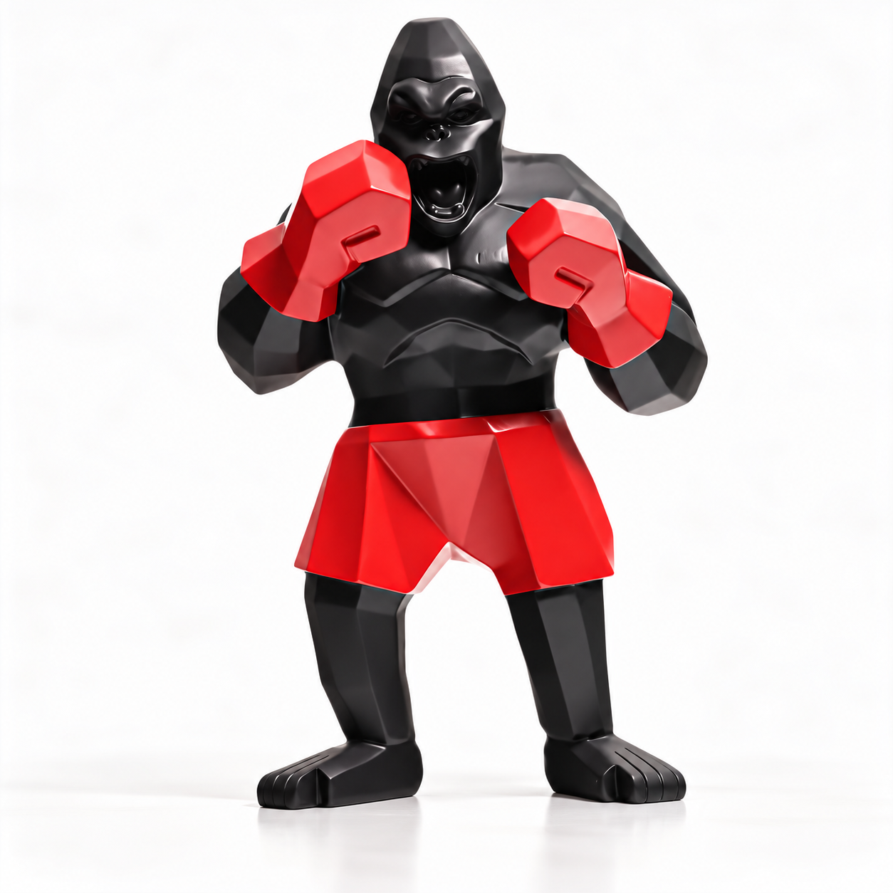 King Kong World Champion sculpture on a white studio background