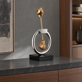 Orbital Balance abstract sculpture — styled interior, 75 cm listed height