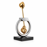 Orbital Balance abstract sculpture — white background, full view