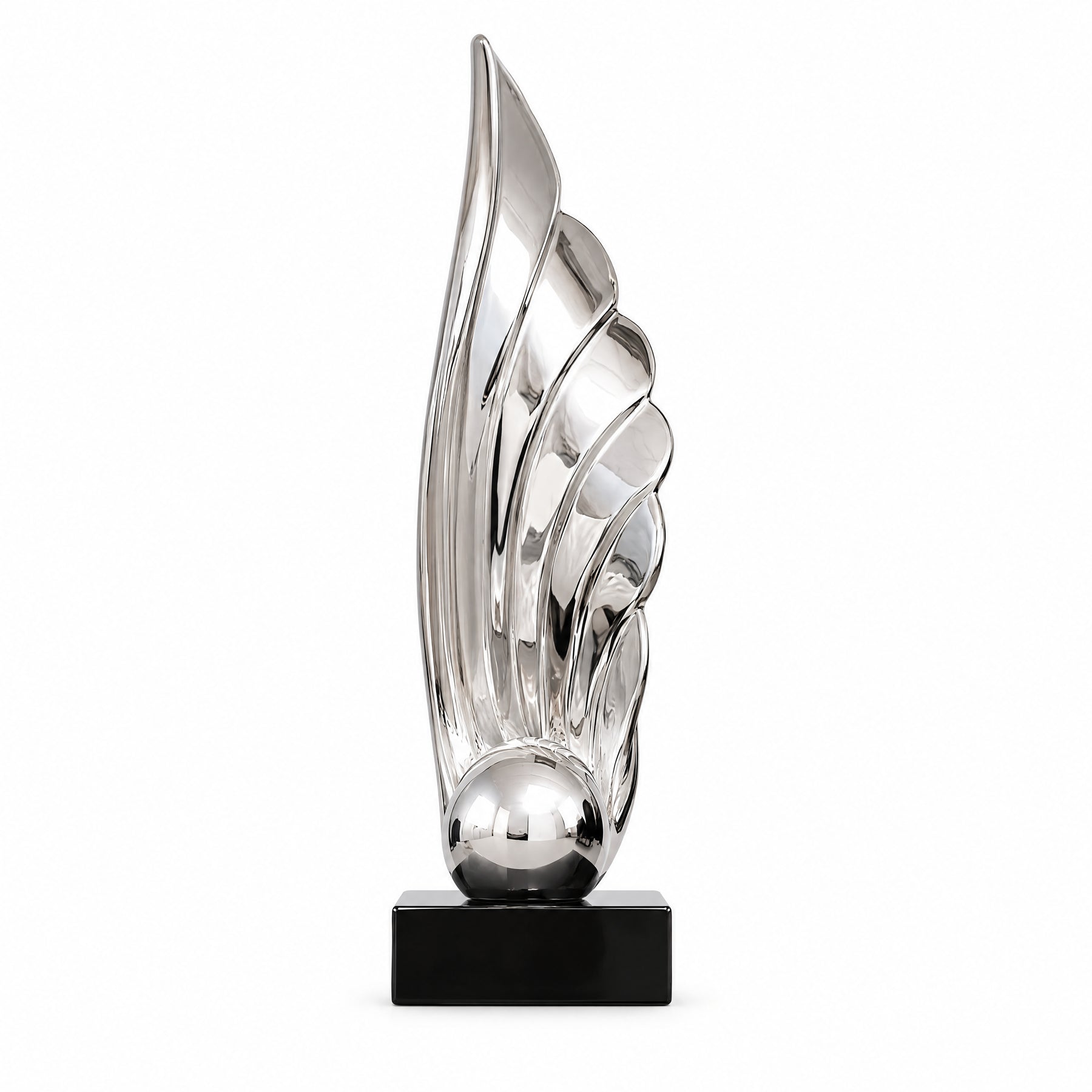 Seraphic Plume — Silver colour, white background product photograph