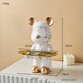 Nordic Home Decoration Accessories Creative Cartoon Bear Statue Tray Living Room Desktop Snack Candy Tray Room Decor Figurine - Atelier Home™