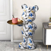 Bearbrick Graffiti Atelier Home™ White & Blue Graffiti 76cm x 35cm x 25cm 