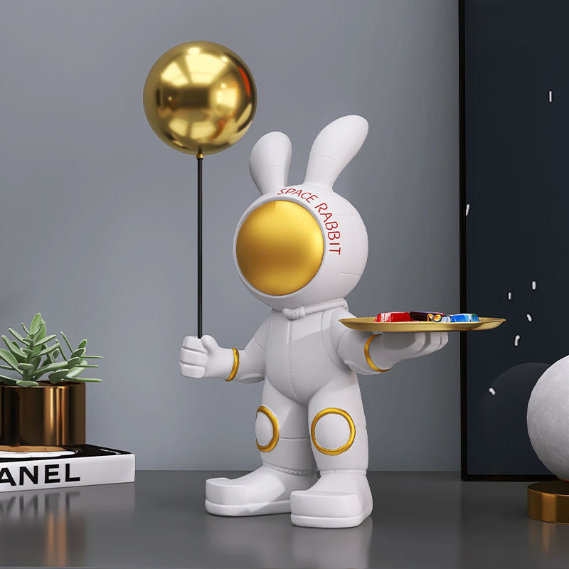 Creative Ornaments Space Rabbit Figurine Home Decor Desk Astronaut Animal Statue Nordic Room Accessories Key Snack Storage Box Atelier Home™ 